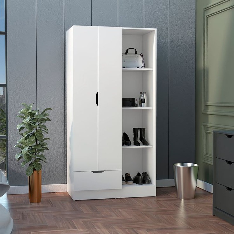 Wardrobe 100 cm, White - KM-EG188-419