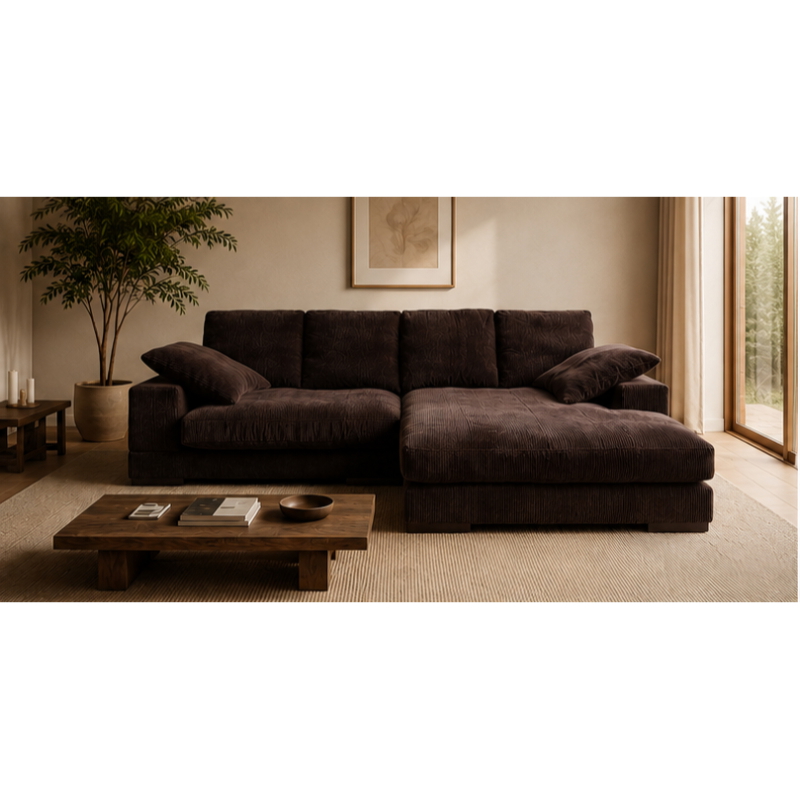 Corner Sofa, 220 cm, Brown - KM-EG98-62