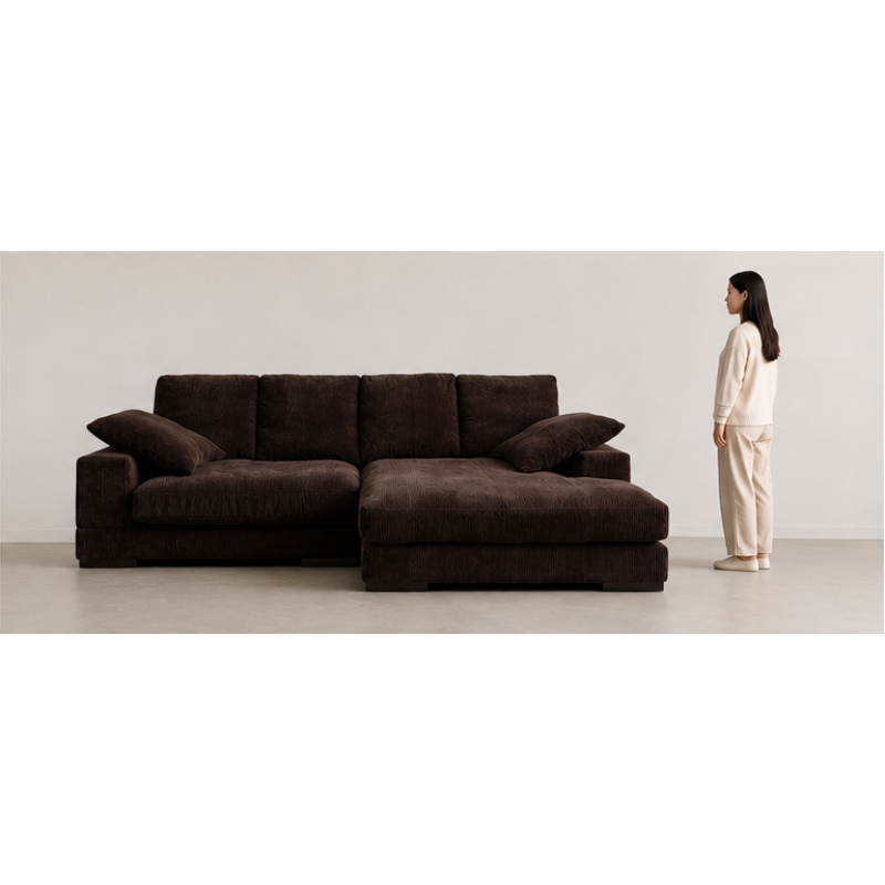 Corner Sofa, 220 cm, Brown - KM-EG98-62