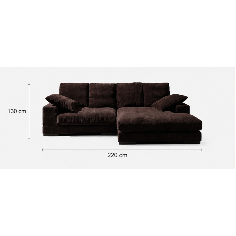 Corner Sofa, 220 cm, Brown - KM-EG98-62