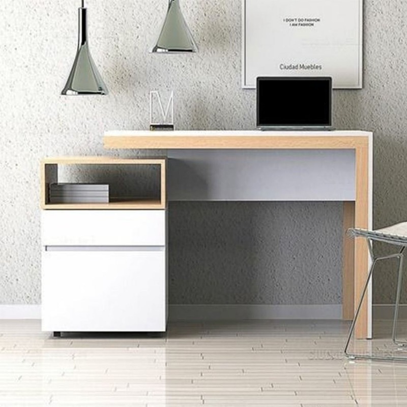مكتب، 120 سم، أبيض/خشبي - KM-EG189-123