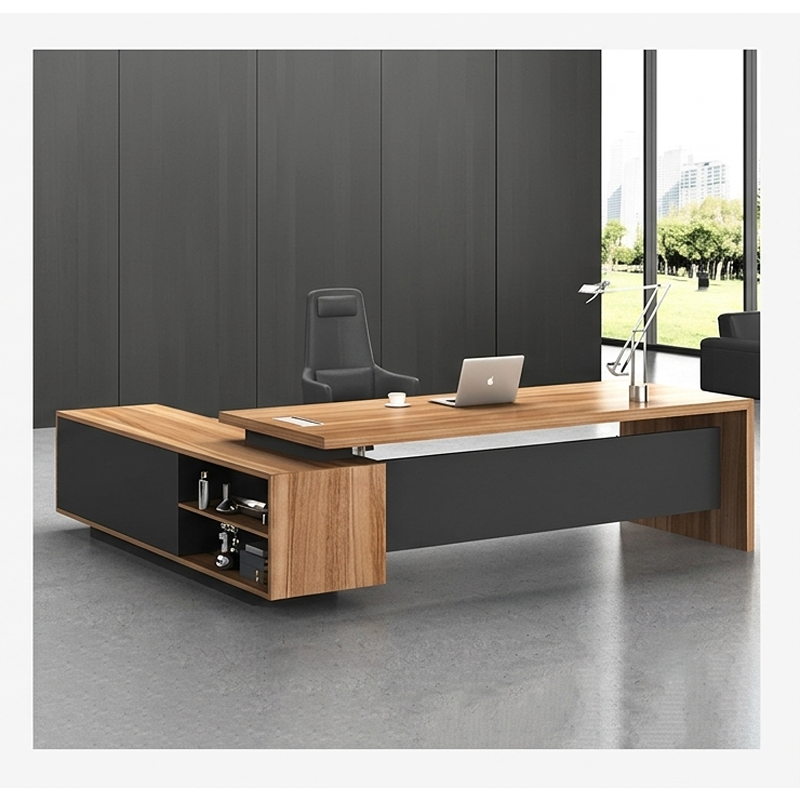 مكتب، 240 × 160 سم، رمادي داكن/خشبي - KM-EG189-153