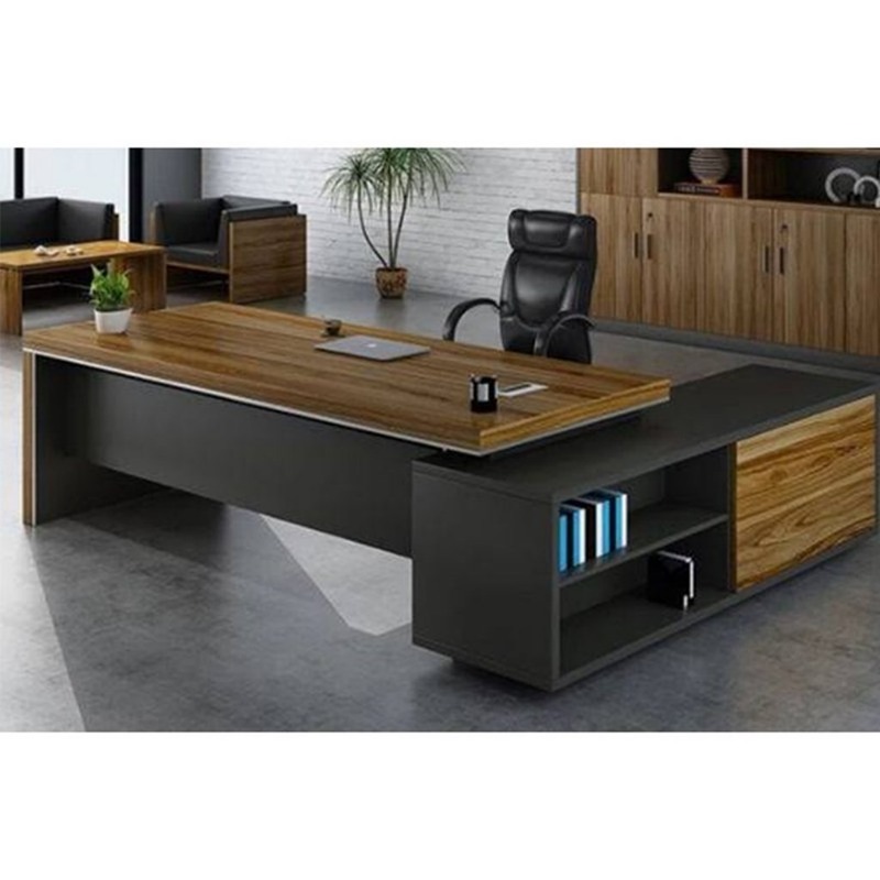 مكتب، 160 × 180 سم، رمادي داكن/خشبي - KM-EG189-165