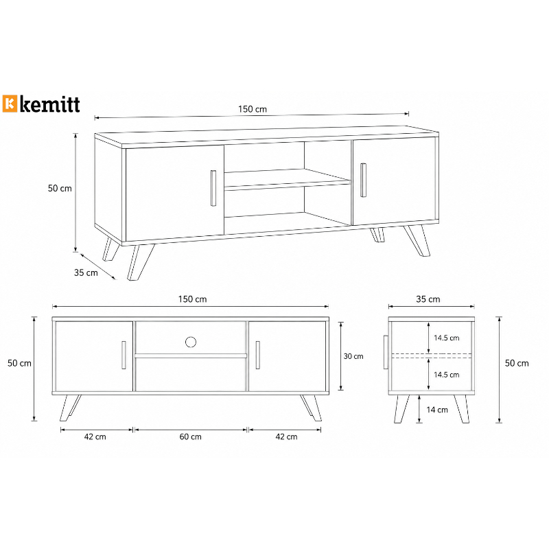 ترابيزة تلفزيون, 150 سم, خشب و أبيض - KM-EG188-100