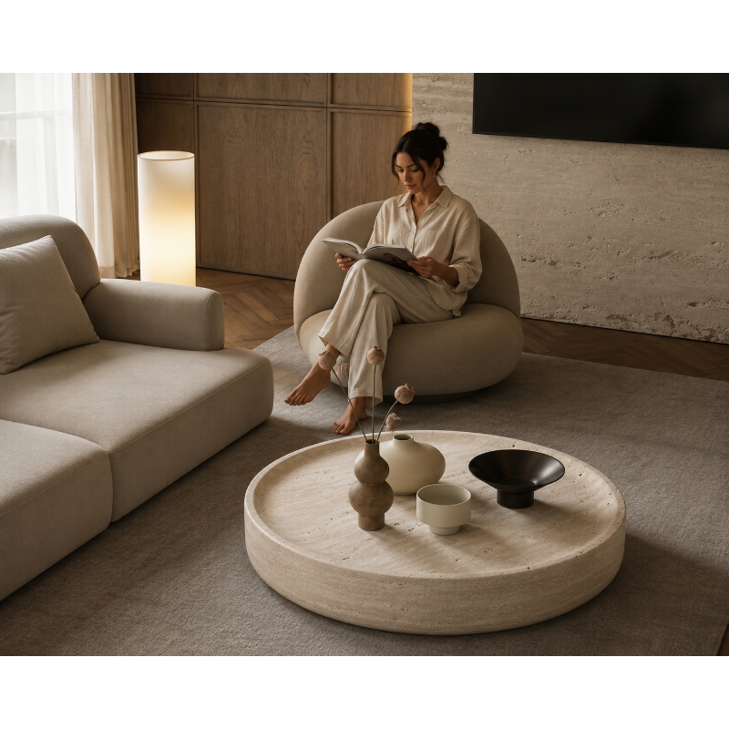 Coffee Table, 90 cm, Off White - KM-EG148-61