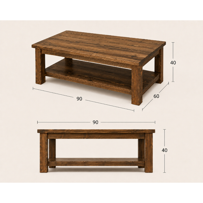 Coffee Table, 60 cm, Dark Wood - KM-EG22-69