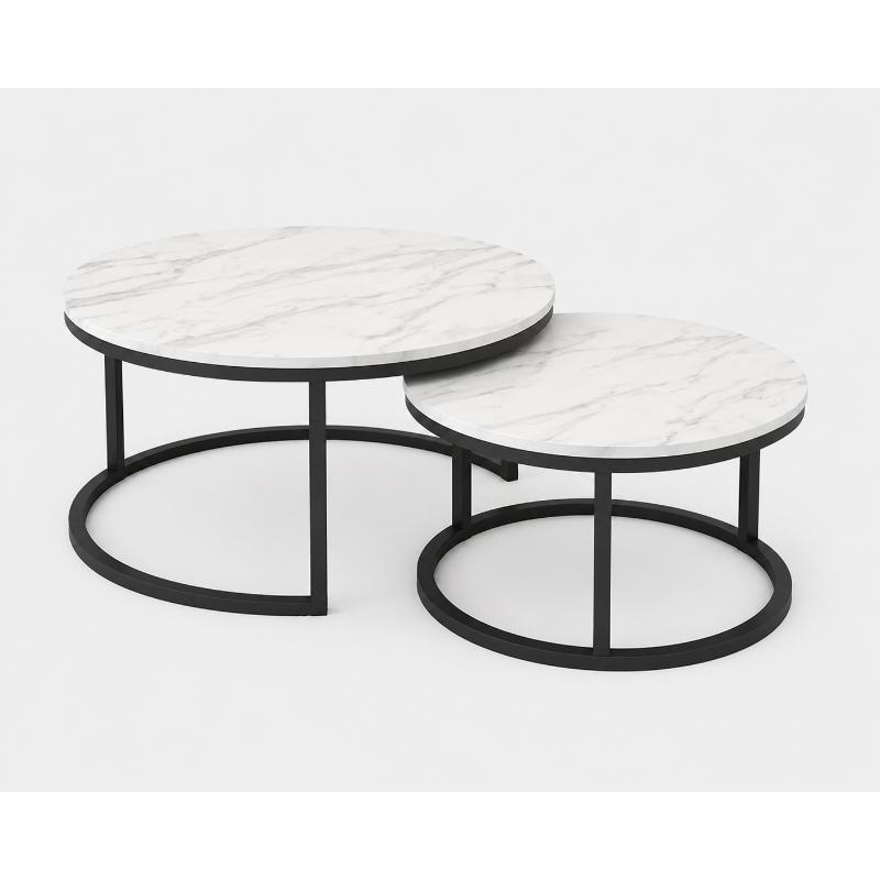 Coffee Tables Set, 2 Pcs, Black - KM-EG8-91