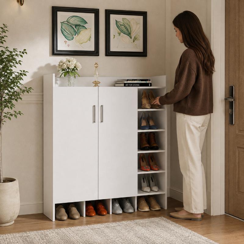Shoe Cabinet, 100 cm, White - KM-EG154-32