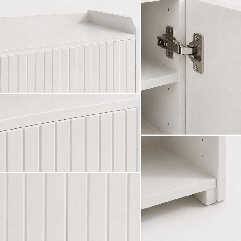 Shoe Cabinet, 85 cm, Off White - KM-EG167-10