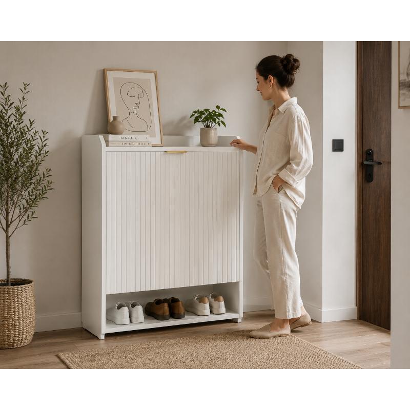 Shoe Cabinet, 85 cm, Off White - KM-EG167-10