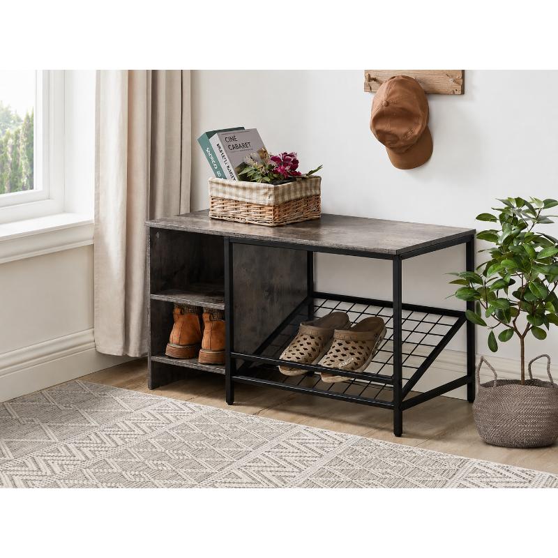 Shoe Cabinet, 100 cm, Grey/Black - KM-EG179-125
