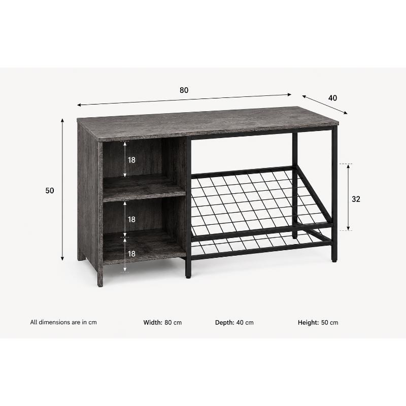 Shoe Cabinet, 100 cm, Grey/Black - KM-EG179-125