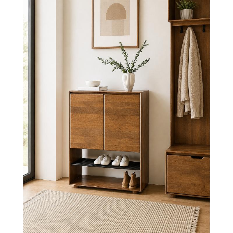 Shoe cabinet, 80 cm, Dark Wood - KM-EG147-42