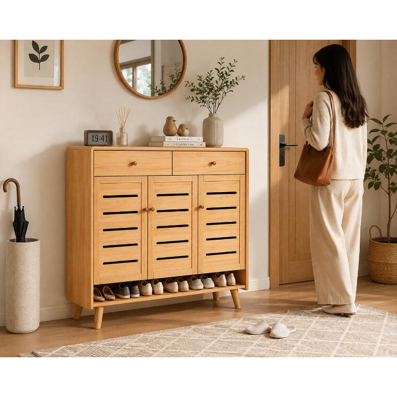 Shoe cabinet, 110 cm, Wood - KM-EG147-38