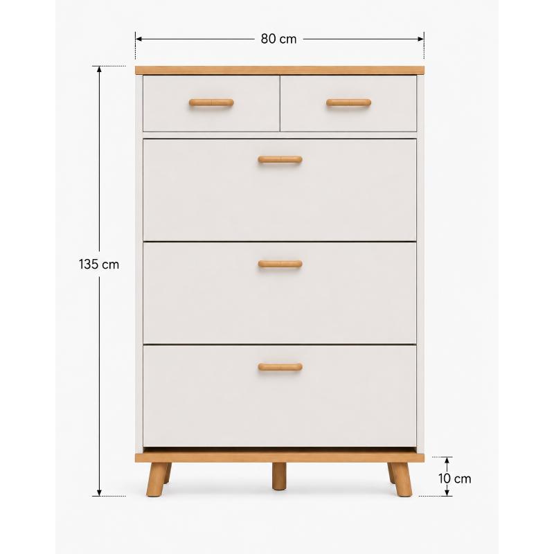 Shoe cabinet, 80 cm, Wood/White - KM-EG147-35