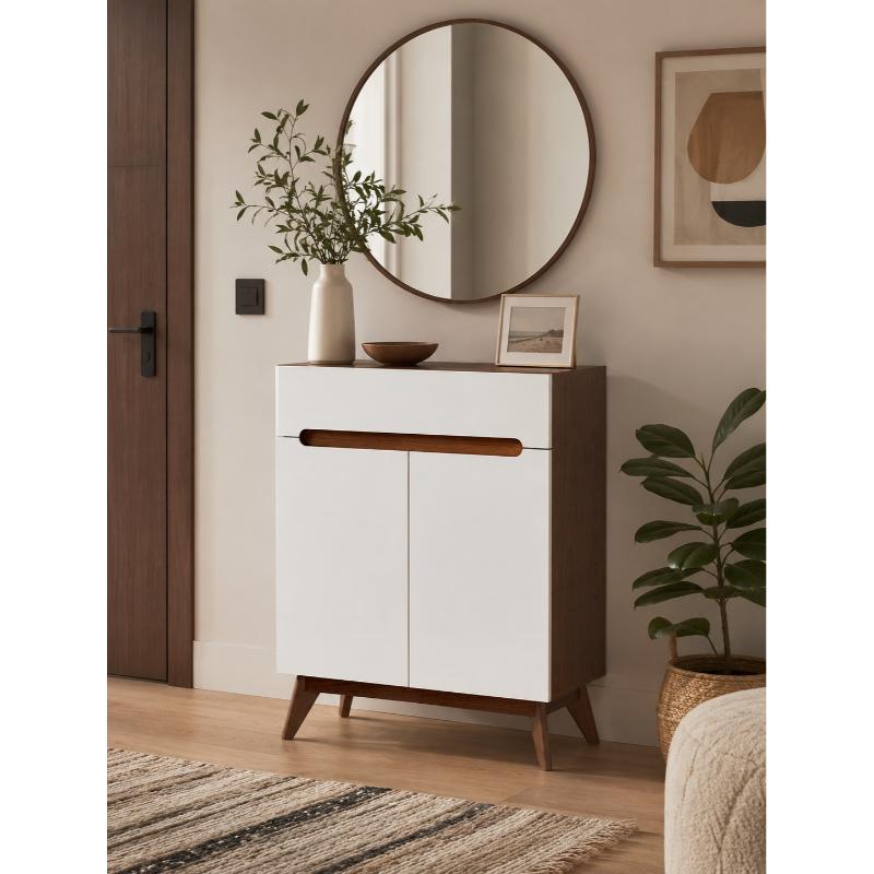 Shoe cabinet, 80 cm, Brown/White - KM-EG147-37