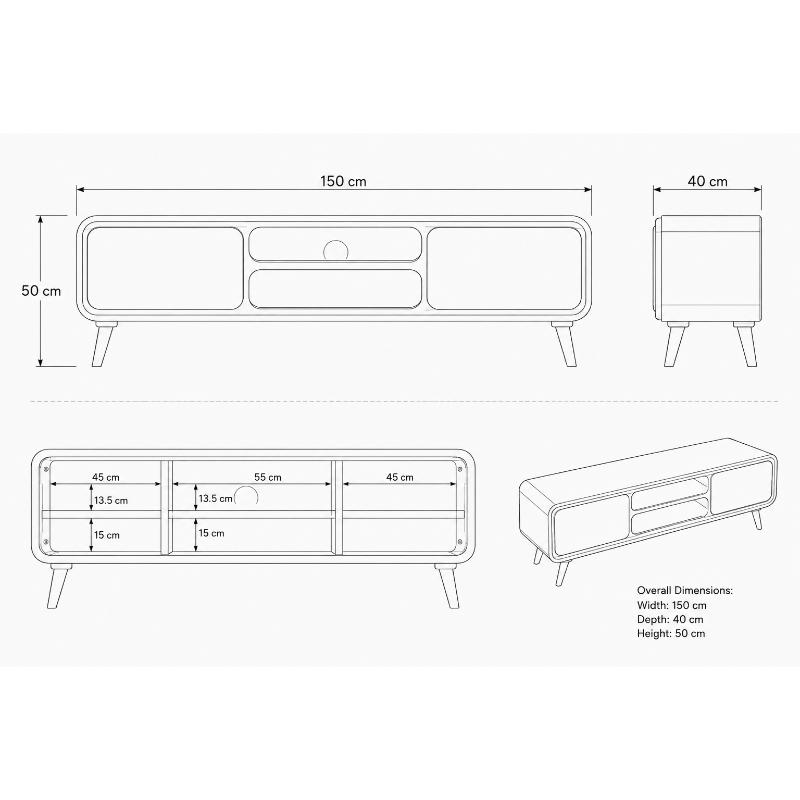 Tv unit, 150 cm, Brown - KM-EG63-174