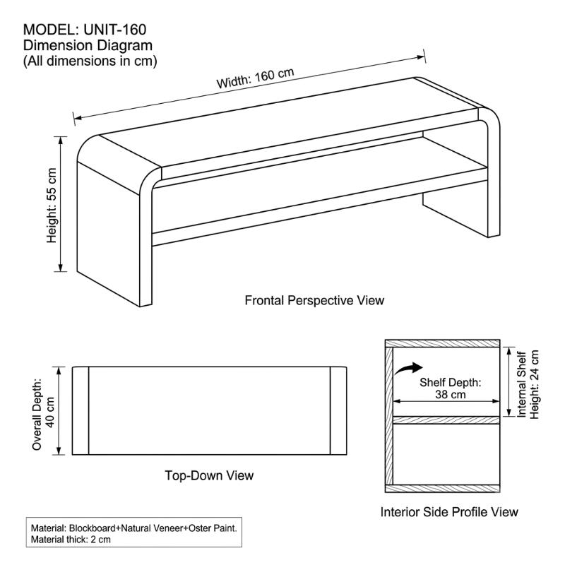 Tv unit, 160 cm, Brown - KM-EG63-171