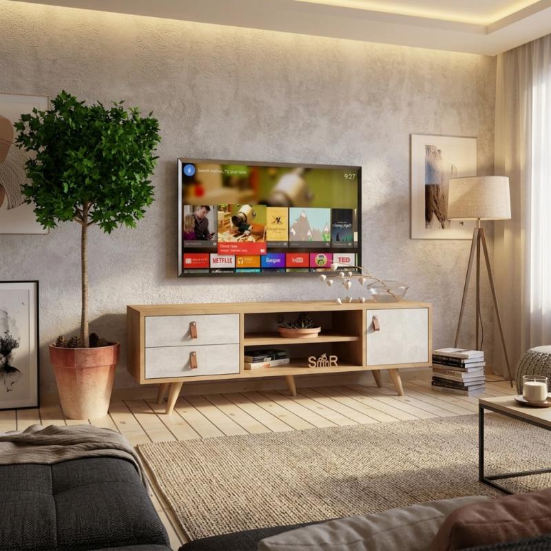 Tv Unit, 160cm, Beige/Wood - KM-EG28-196
