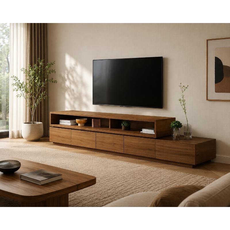 MDF Wood TV Unit, 240×45×40 cm - Brown