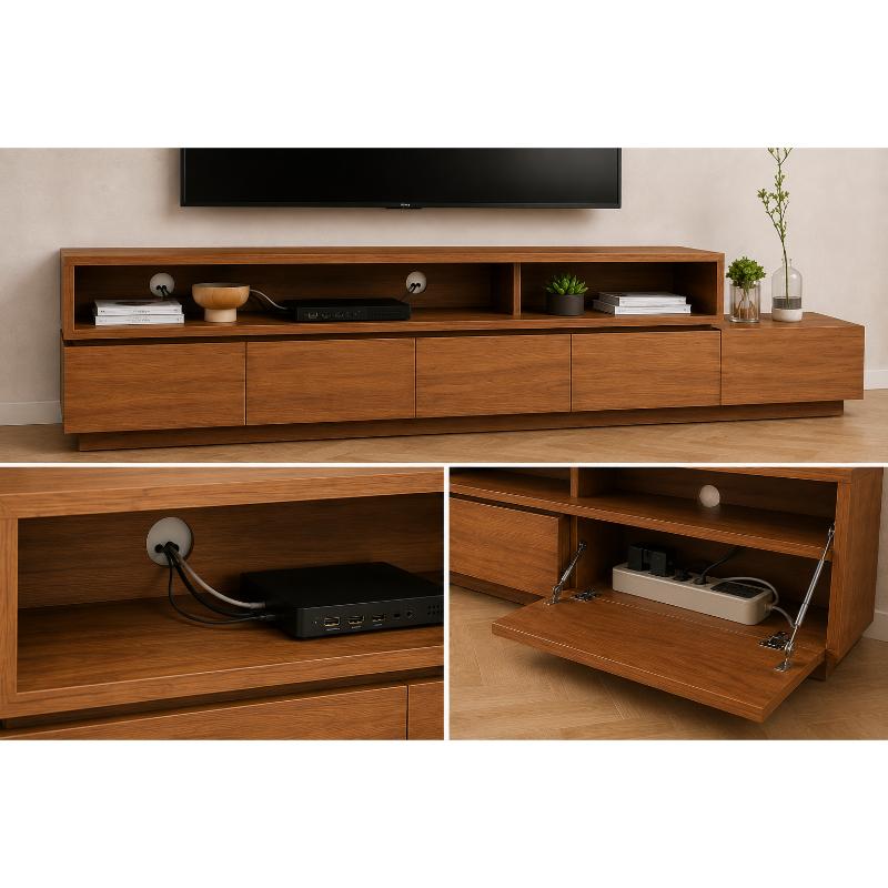 MDF Wood TV Unit, 240×45×40 cm - Brown