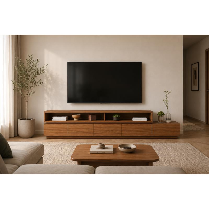 MDF Wood TV Unit, 240×45×40 cm - Brown