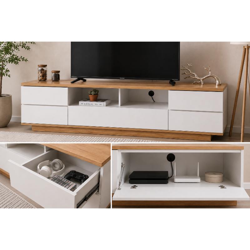Tv Unit, 180 cm, Wood/White - KM-EG188-107