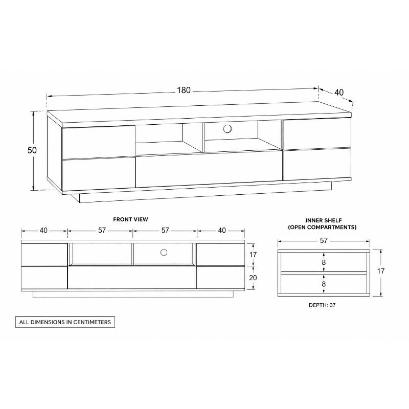 Tv Unit, 180 cm, Wood/White - KM-EG188-107