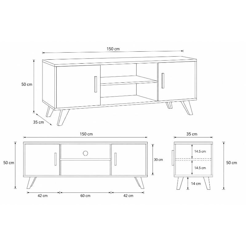 Tv Unit, 150 cm, Wood/White - KM-EG188-100