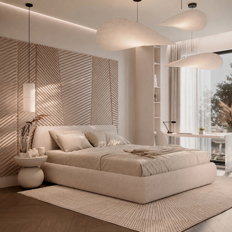 Bed, Multiple Sizes, Beige - KM-EG28-397