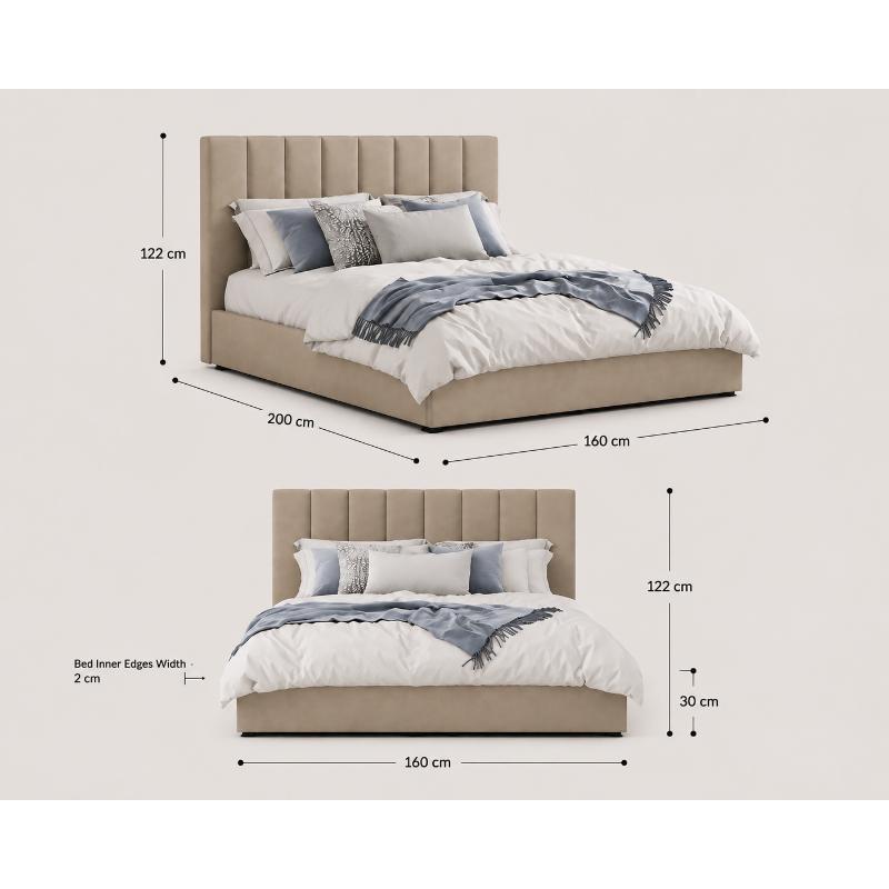 Bed, 160 cm, Beige - KM-EG171-09