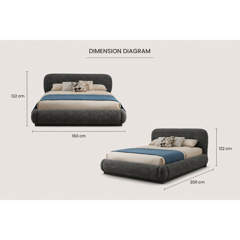 Bed, 160 cm, Dark Grey - KM-EG171-20