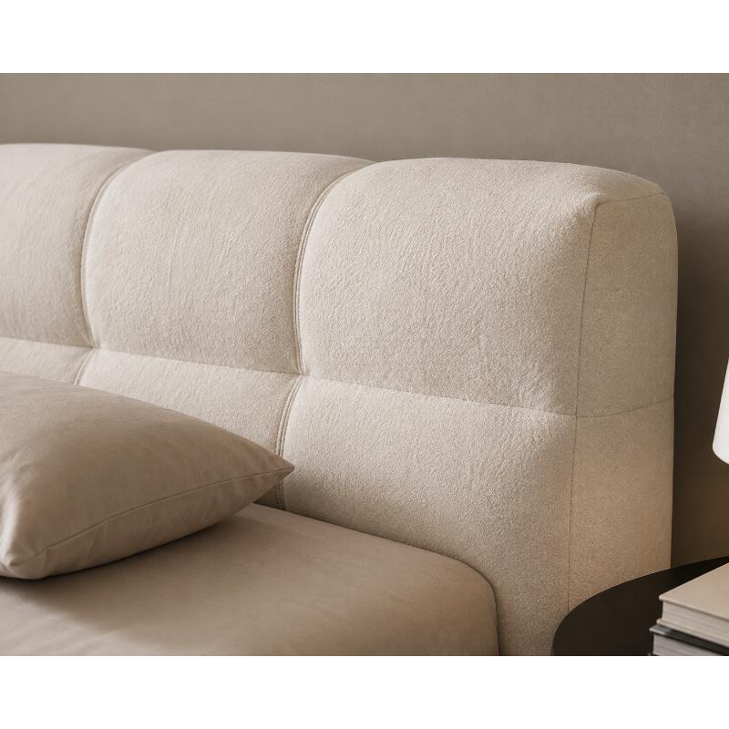 Red Beech Wood Velvet Mechanism Bed, Multiple Sizes - Beige