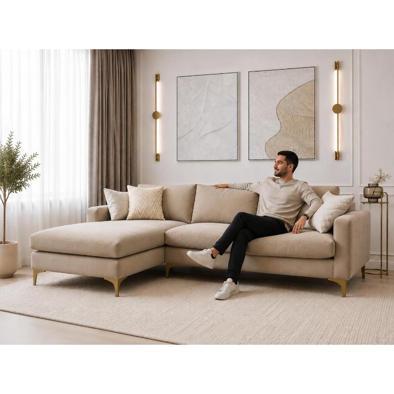 Corner Sofa, 280 cm, Beige - KM-EG152-55