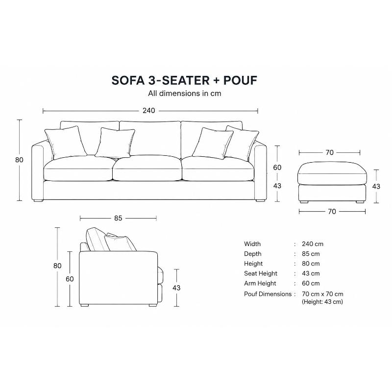 Corner Sofa, 240 cm, Off White - KM-EG152-49