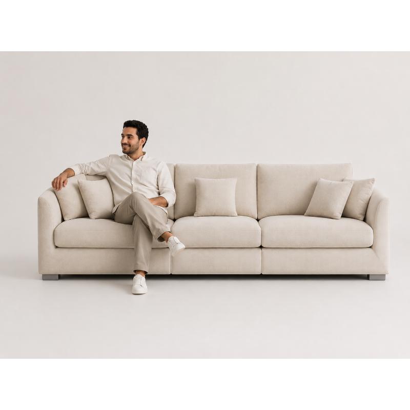 Three Seater Sofa, 250 cm, Off White - KM-EG152-34