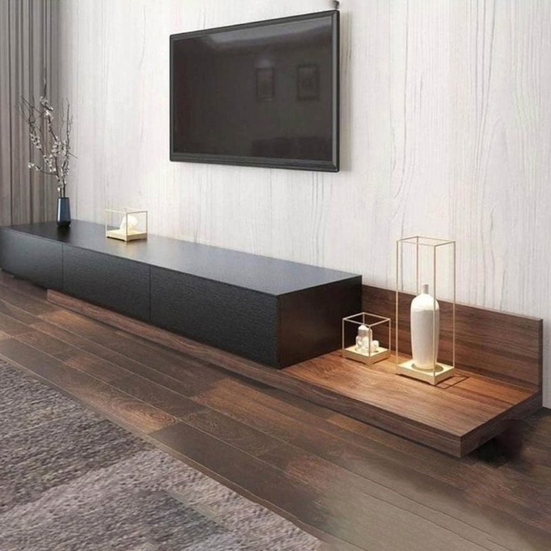 TV Unit , 200 cm, Black/Brown - KM-EG80-404