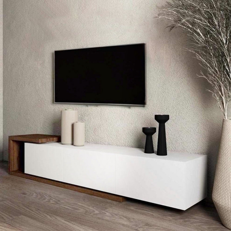 TV Unit , 160 cm, Brown/White - KM-EG80-415