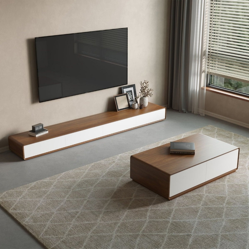 TV Unit Set, 2 PCS, Brown/White - KM-EG80-430