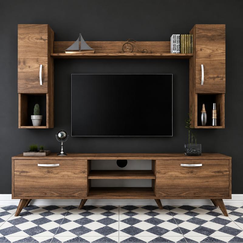 TV Unit Set, 180 cm, Brown - KM-EG80-420
