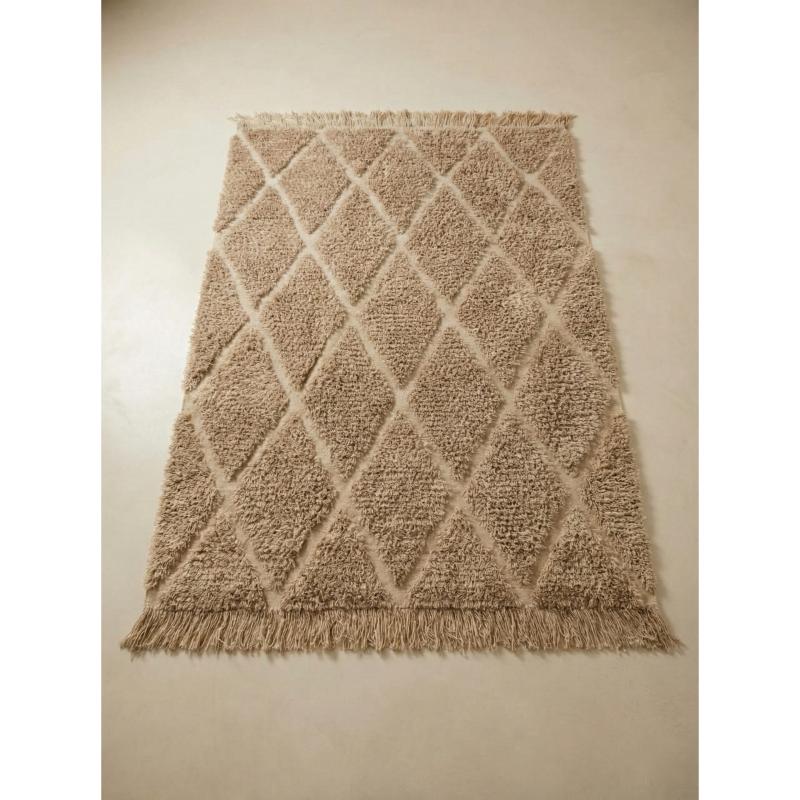 Kilim, wool floor mat, 200 × 150 cm, Dark Beige - KM-EG175-558