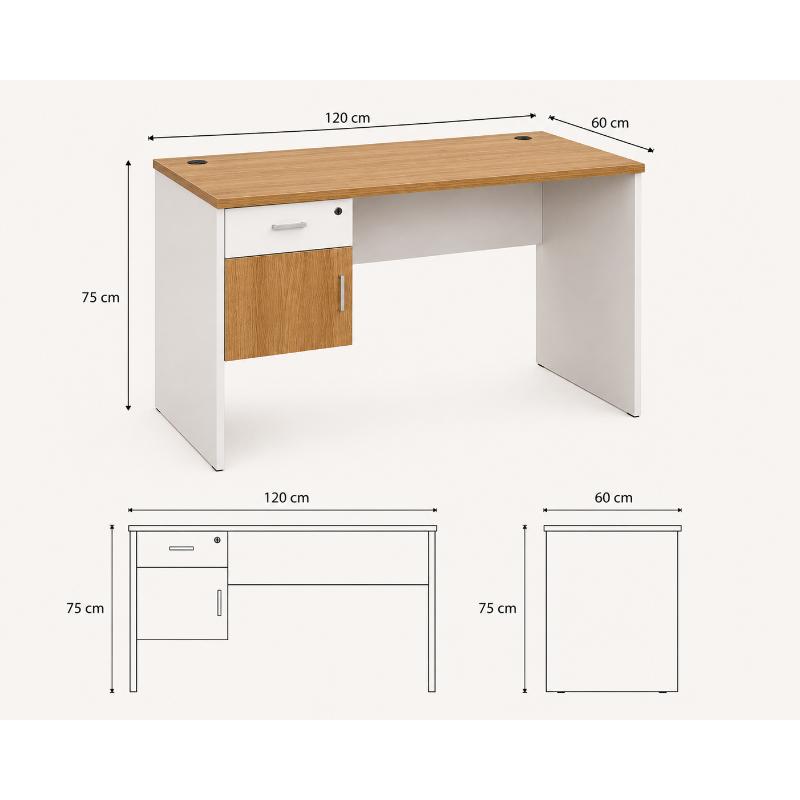 Desk, Multiple Sizes, Wood/White - KM-EG167-129