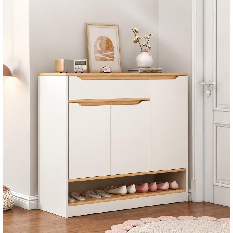 Shoe Cabinet, 120 cm, White/Wood - KM-EG140-128