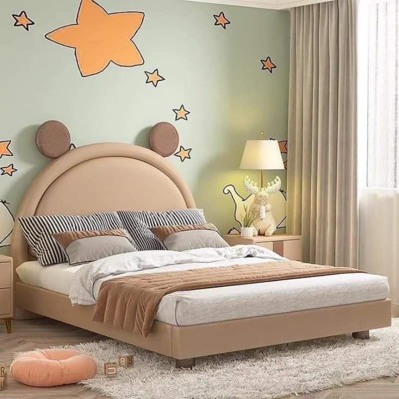 Rounded Arch Kids Bed, 120 cm, Beige/Brown - KM-EG118-78