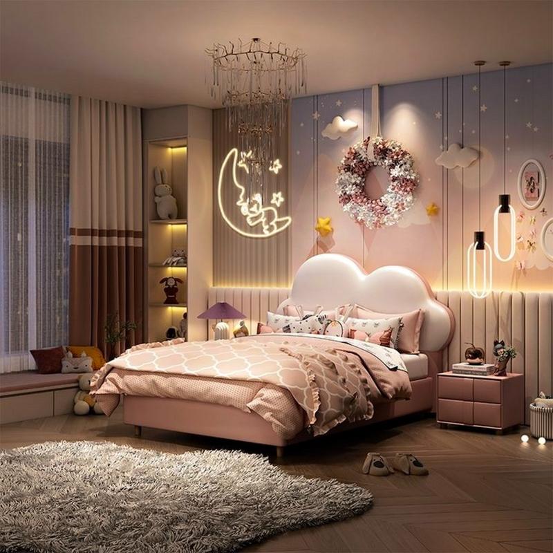 Scalloped Kids Bed, 120 cm, Off-white/Cashmere - KM-EG118-87