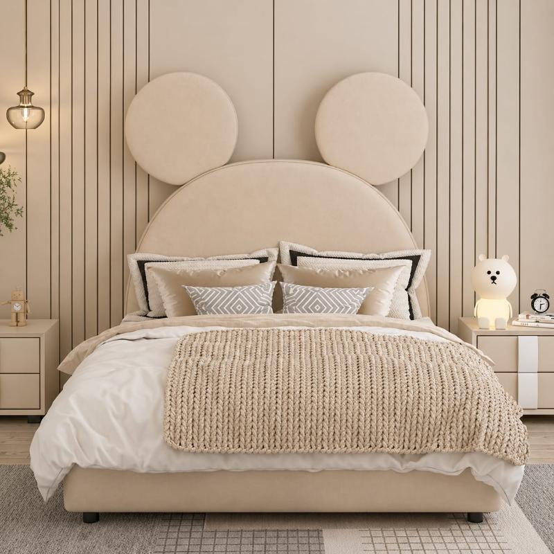 Mickey Kids Bed, 120 cm, Beige - KM-EG118-89