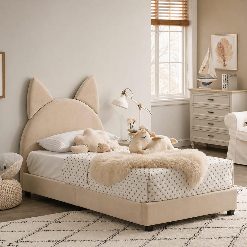 Bunny Kids Bed, 120 cm, Brown - KM-EG118-90