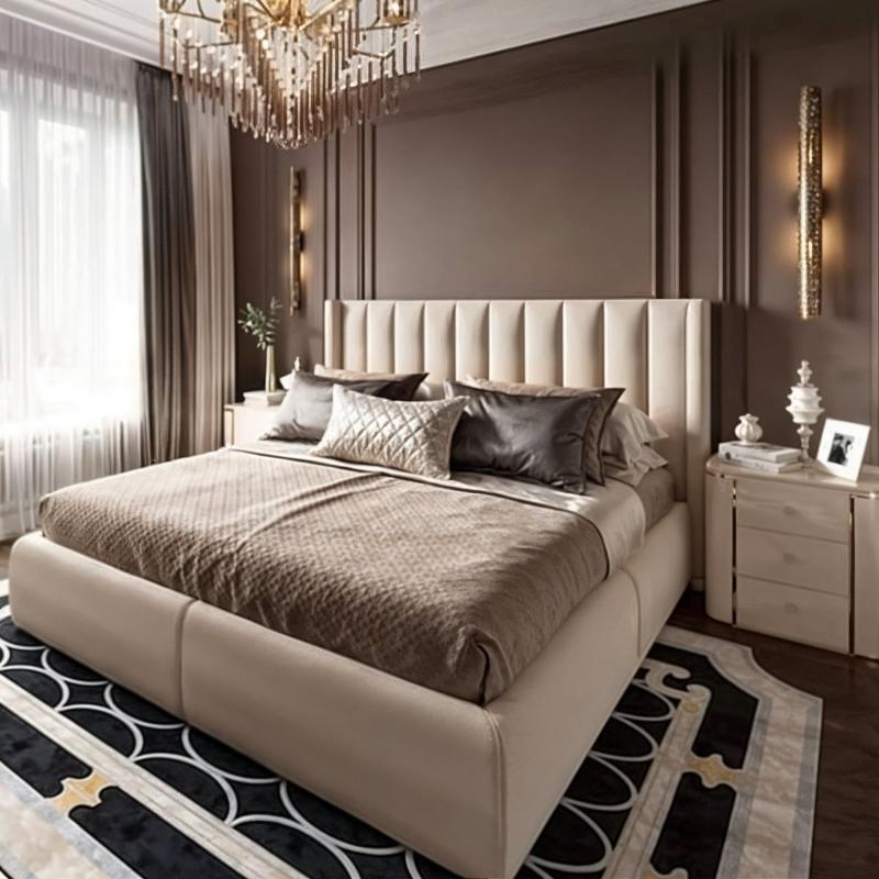 Fluted Bed, 160 cm, Beige - KM-EG118-93
