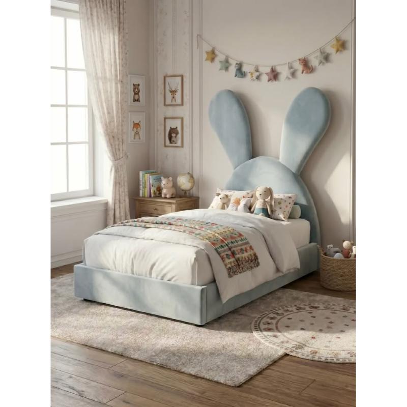 Bunny Kids Bed, 120 cm, BabyBlue - KM-EG118-101